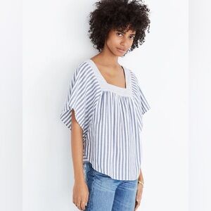Madewell Butterfly Top in Stripe Play in Thin Stripe Retro Indigo